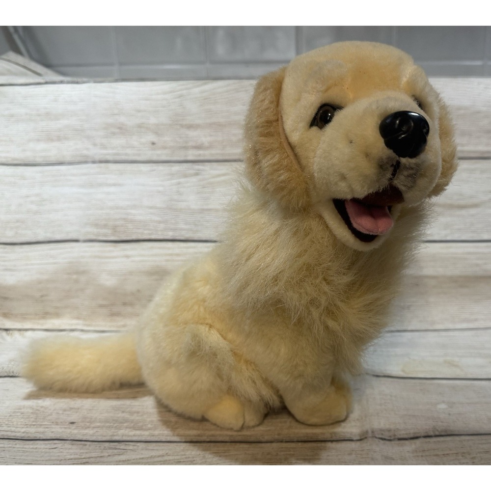 Sitting Tan Yellow Plush Golden Retriever Barking Dog 10.5" Charm Co. GTb10